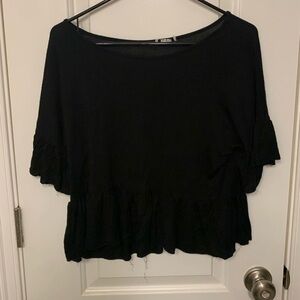 Black flowy short sleeve
